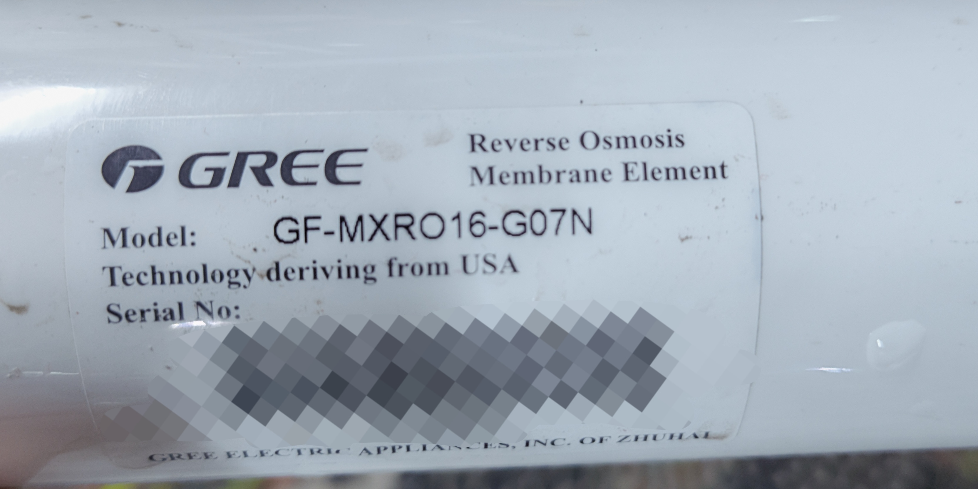 格力原机原厂50G反渗透膜元件,型号:GF-MXRO16-G07N